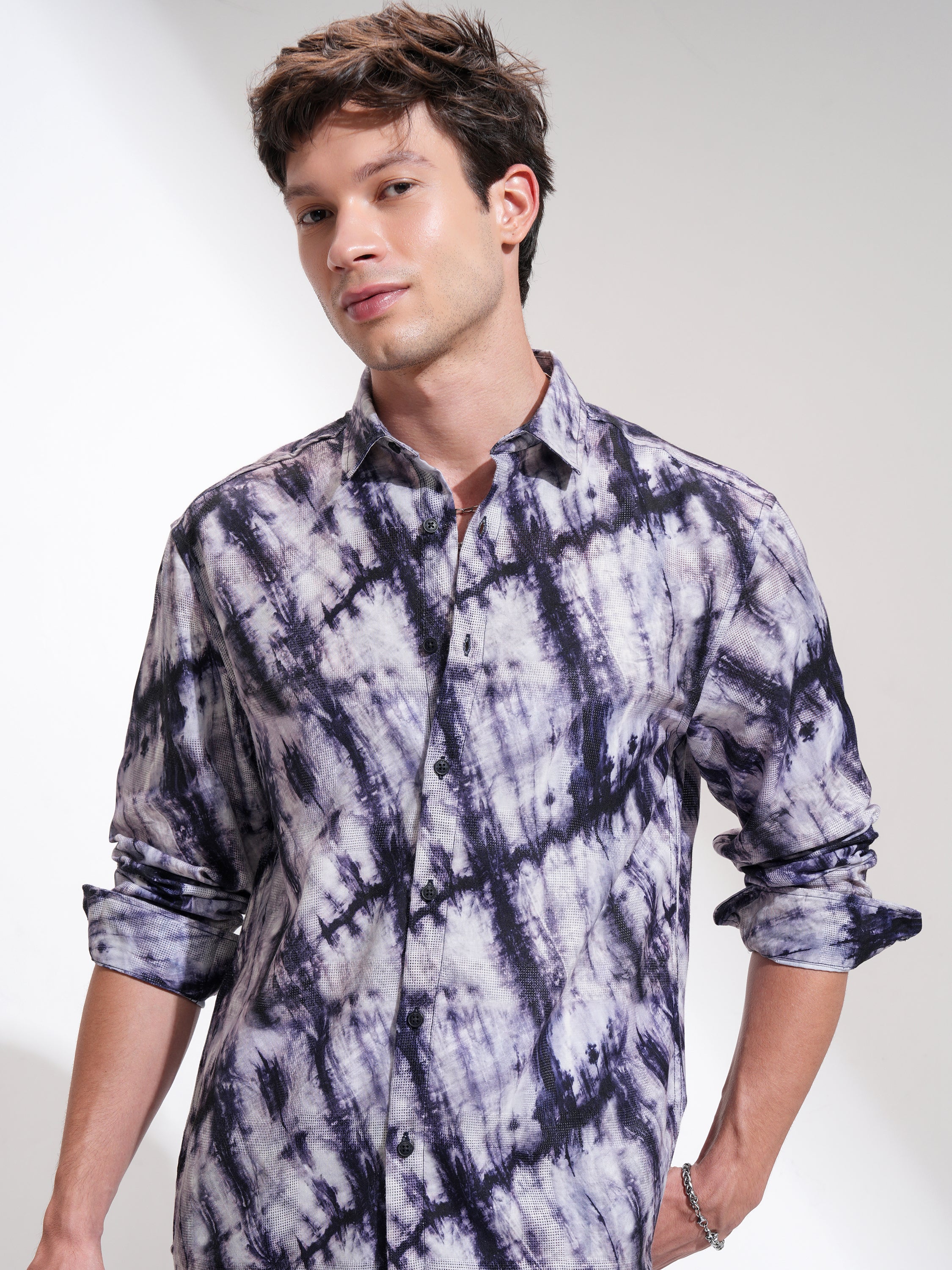 Highlander Men Purple Printed Relaxed Fit Casual Shirt - Purple - Image 1