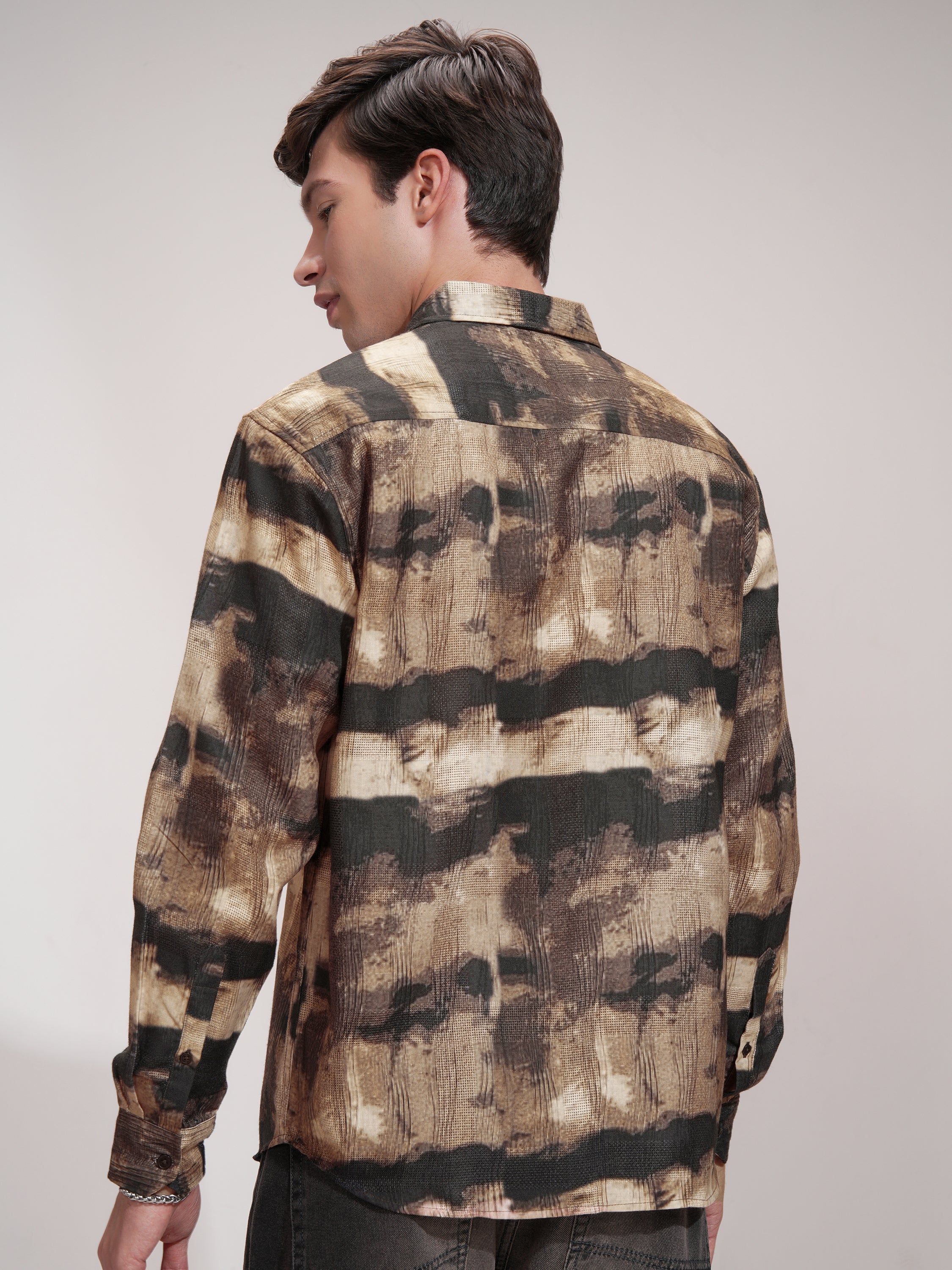 Highlander Men Beige Printed Relaxed Fit Casual Shirt - Beige - Image 3