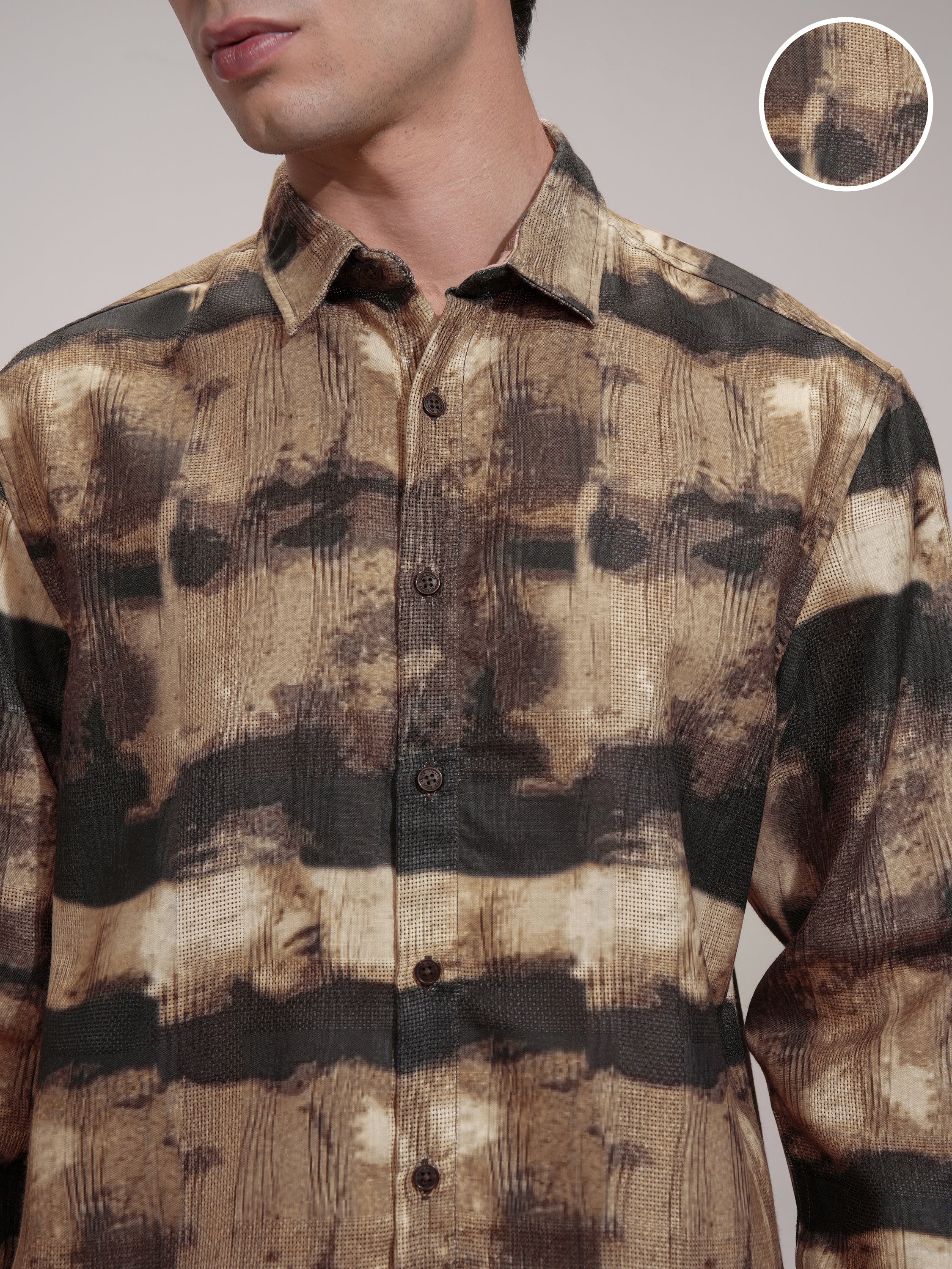 Highlander Men Beige Printed Relaxed Fit Casual Shirt - Beige - Image 5