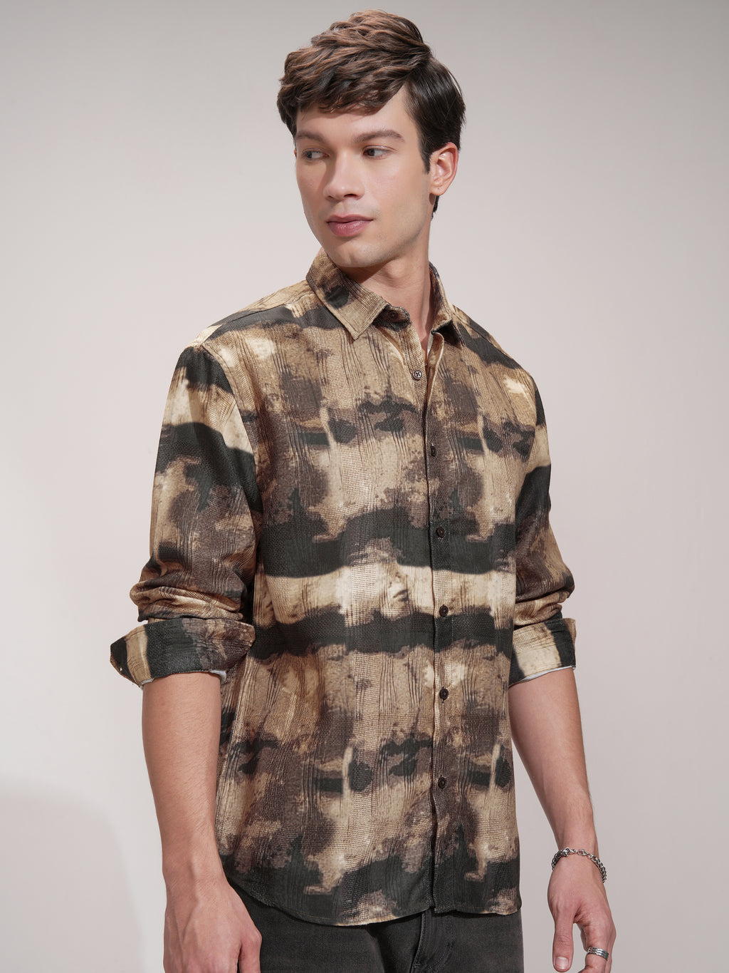 Highlander Men Beige Printed Relaxed Fit Casual Shirt - Beige - Image 6