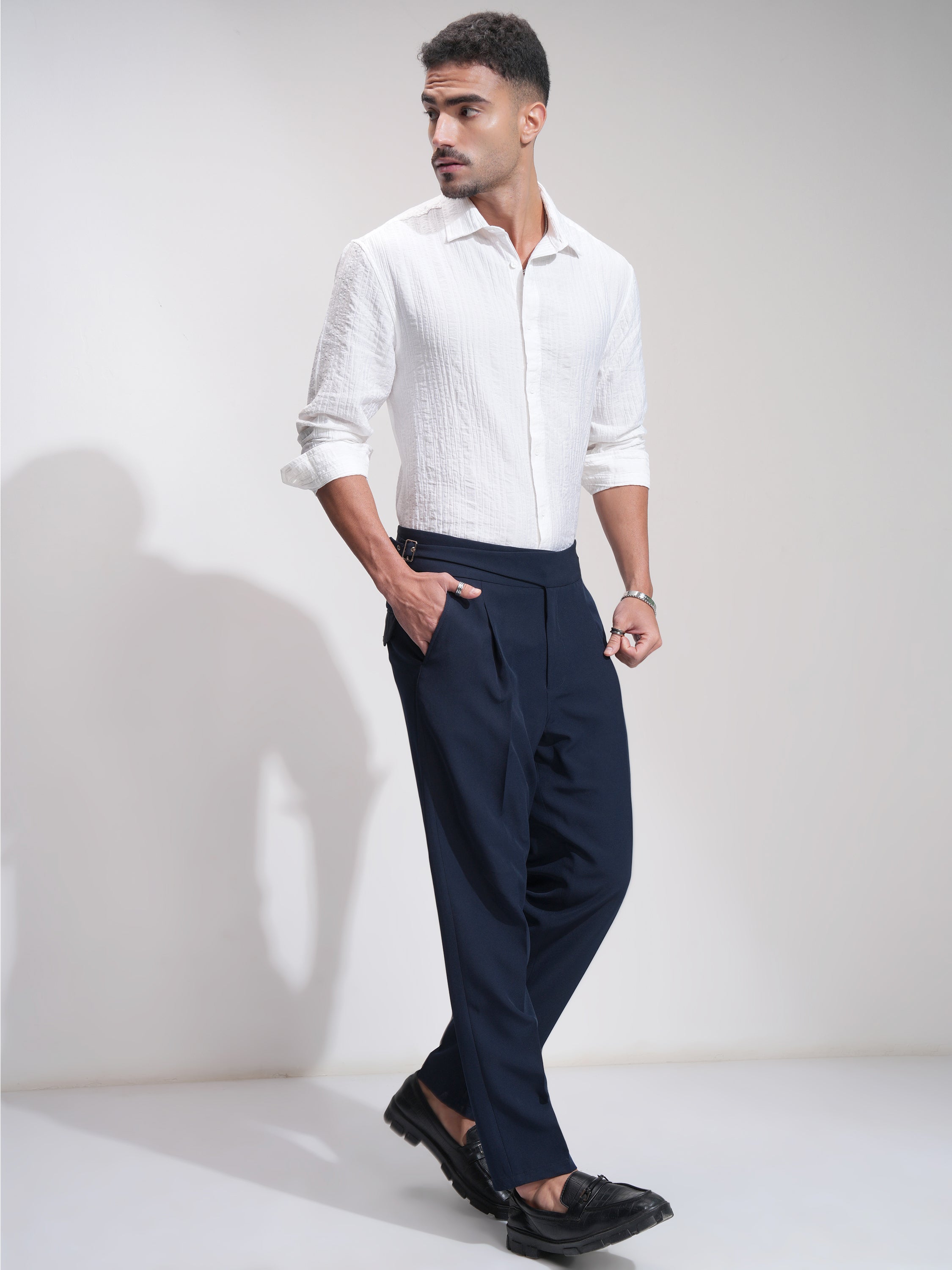 Highlander Men White Self Design Relaxed Fit Casual Shirt - White - Image 2