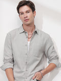 Highlander Men Grey Striped Slim Fit Casual Shirt - Grey - Image 1