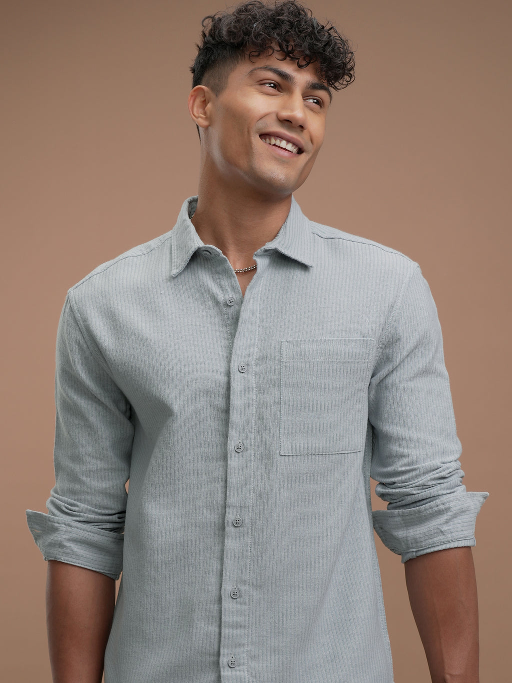 Highlander Men Blue Striped Slim Fit Casual Shirt - Blue - Image 1