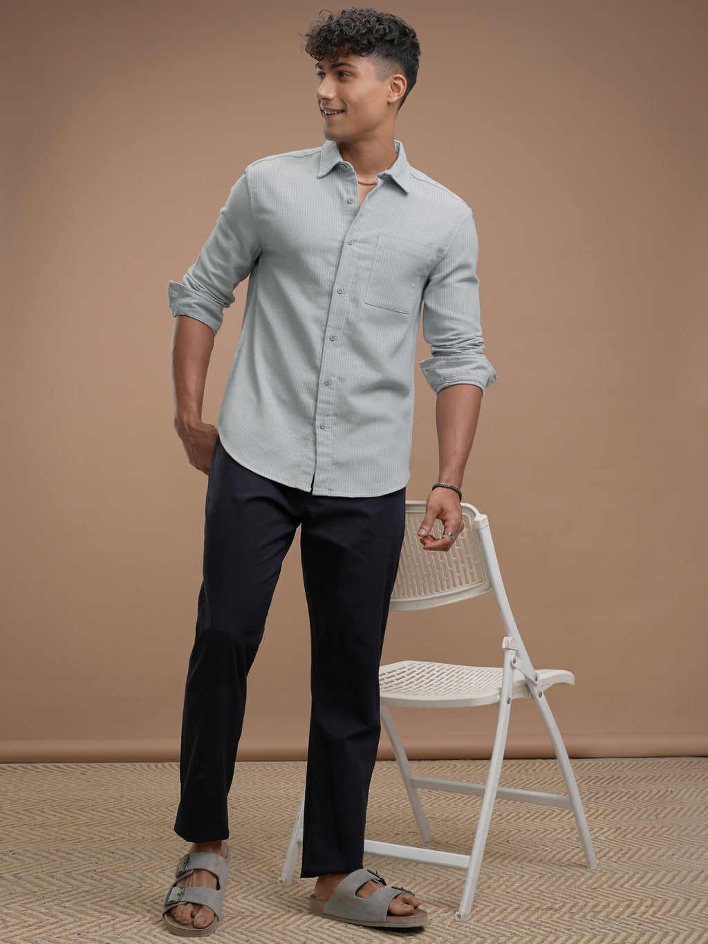 Highlander Men Blue Striped Slim Fit Casual Shirt - Blue - Image 2