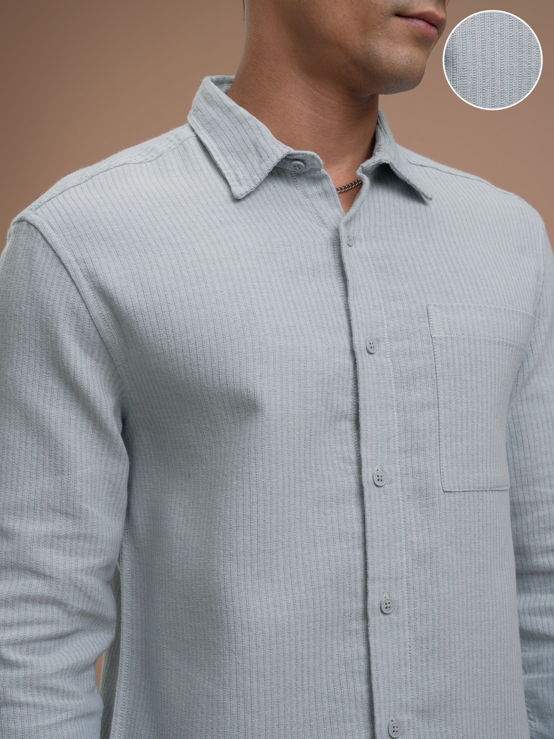 Highlander Men Blue Striped Slim Fit Casual Shirt - Blue - Image 5