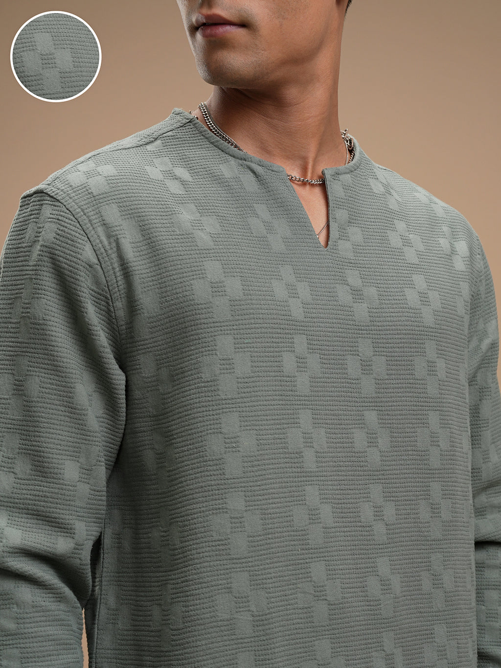 Highlander Men Green Self Design Relaxed Fit Casual Shirt - Green - Image 5