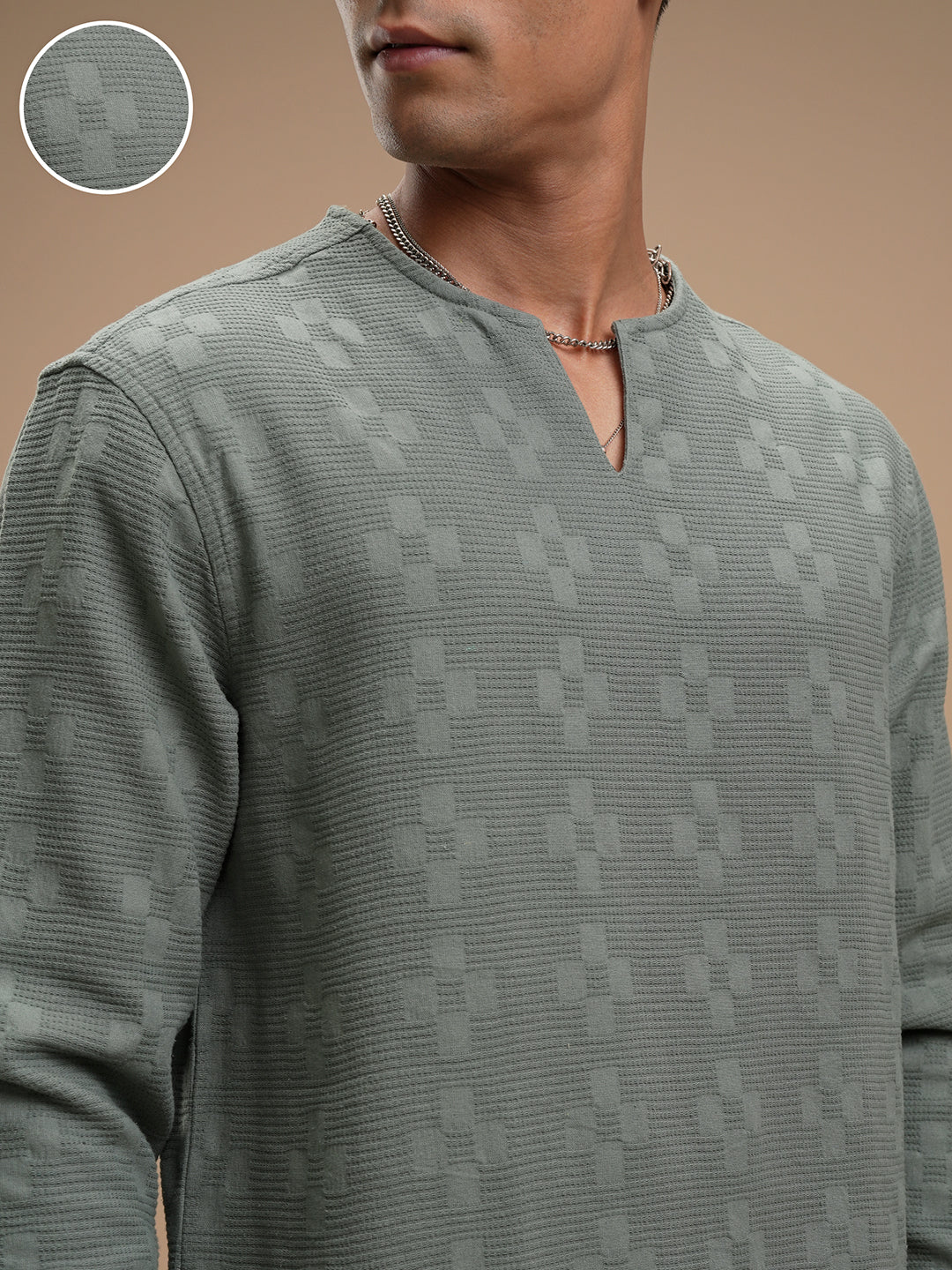 Highlander Men Green Self Design Relaxed Fit Casual Shirt - Green - Image 5