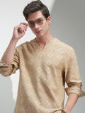 Highlander Men Beige Self Design Relaxed Fit Casual Shirt - Beige - Image 1