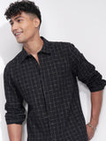 Highlander Men Black Self Design Slim Fit Casual Shirt - Black - Image 1