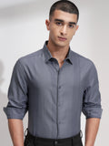 Highlander Men Grey Self Design Slim Fit Casual Shirt - Grey - Image 1