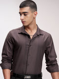 Highlander Men Brown Self Design Slim Fit Casual Shirt - Brown - Image 1