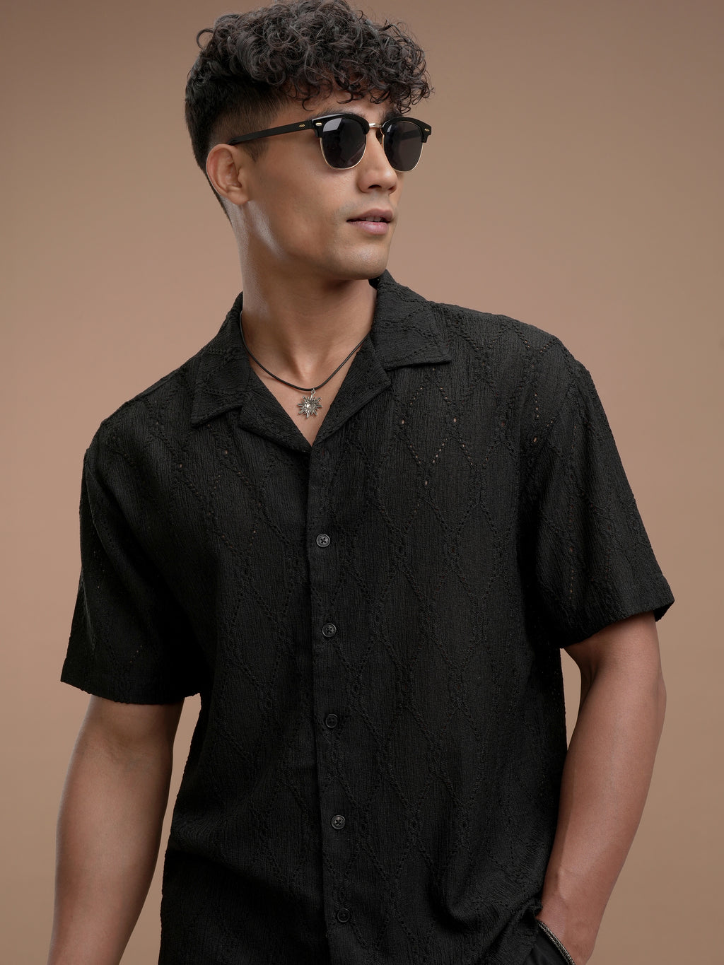 Highlander Men Black Relaxed Fit Casual Shirt - Black - Image 1