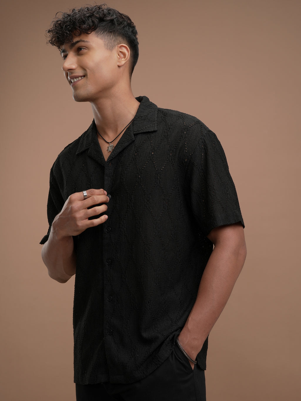 Highlander Men Black Relaxed Fit Casual Shirt - Black - Image 4
