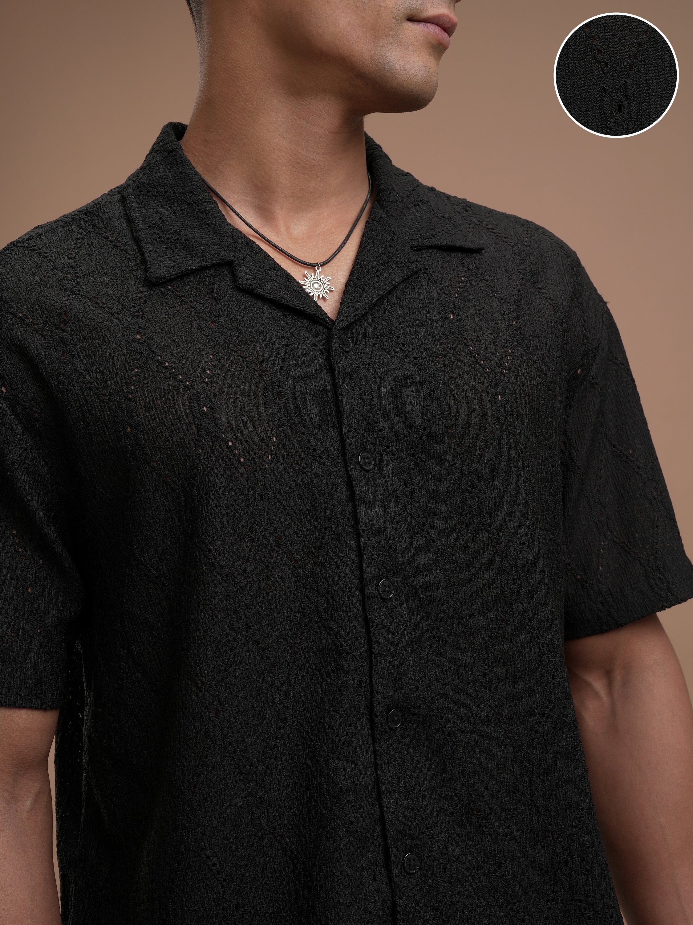 Highlander Men Black Relaxed Fit Casual Shirt - Black - Image 5