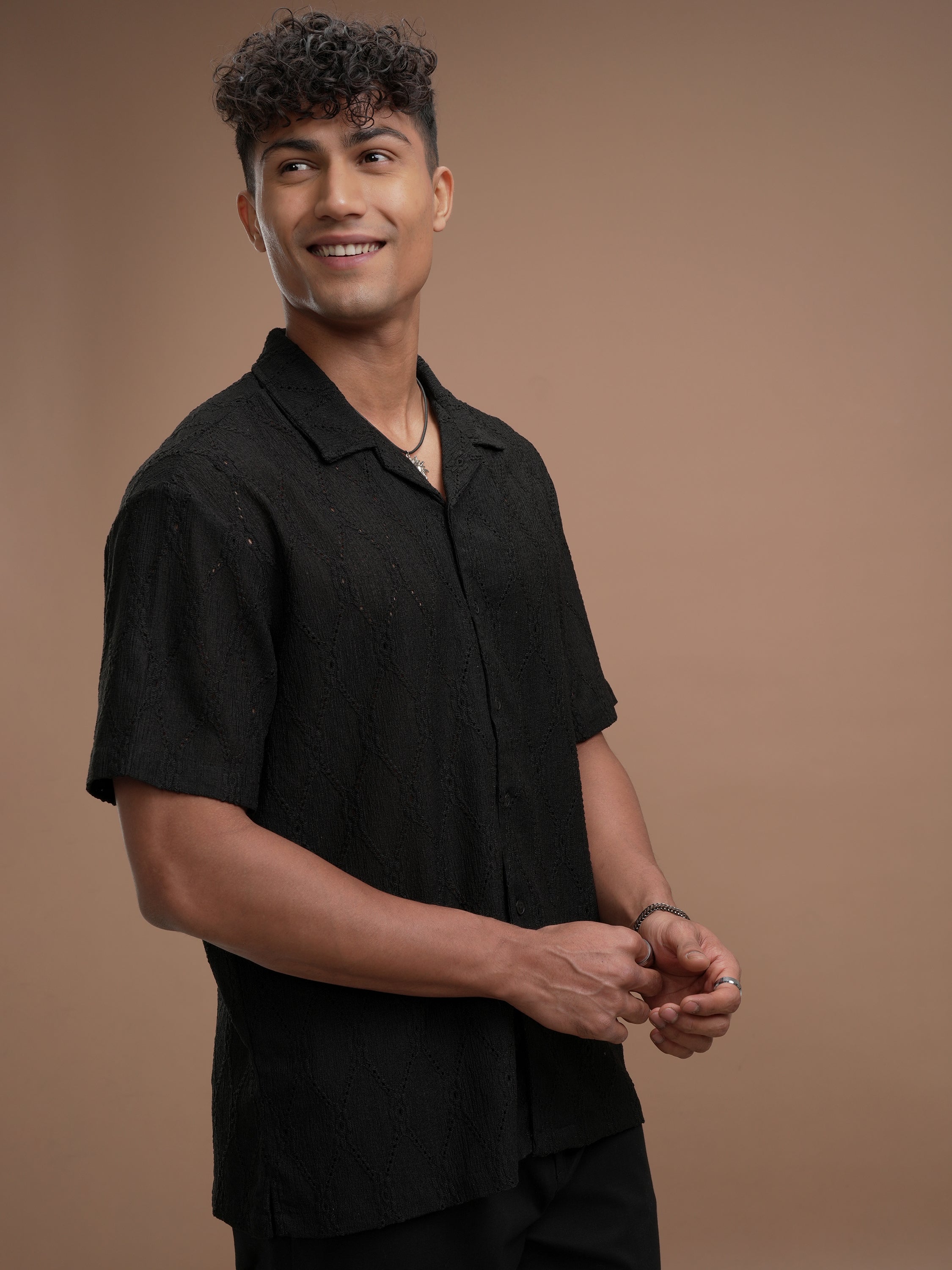 Highlander Men Black Relaxed Fit Casual Shirt - Black - Image 6