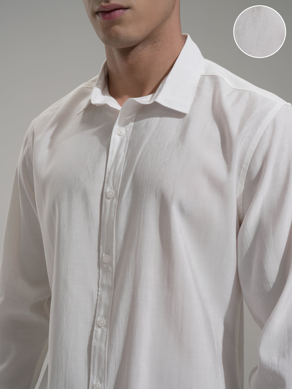 Highlander Men White Solid Slim Fit Casual Shirt - White - Image 5