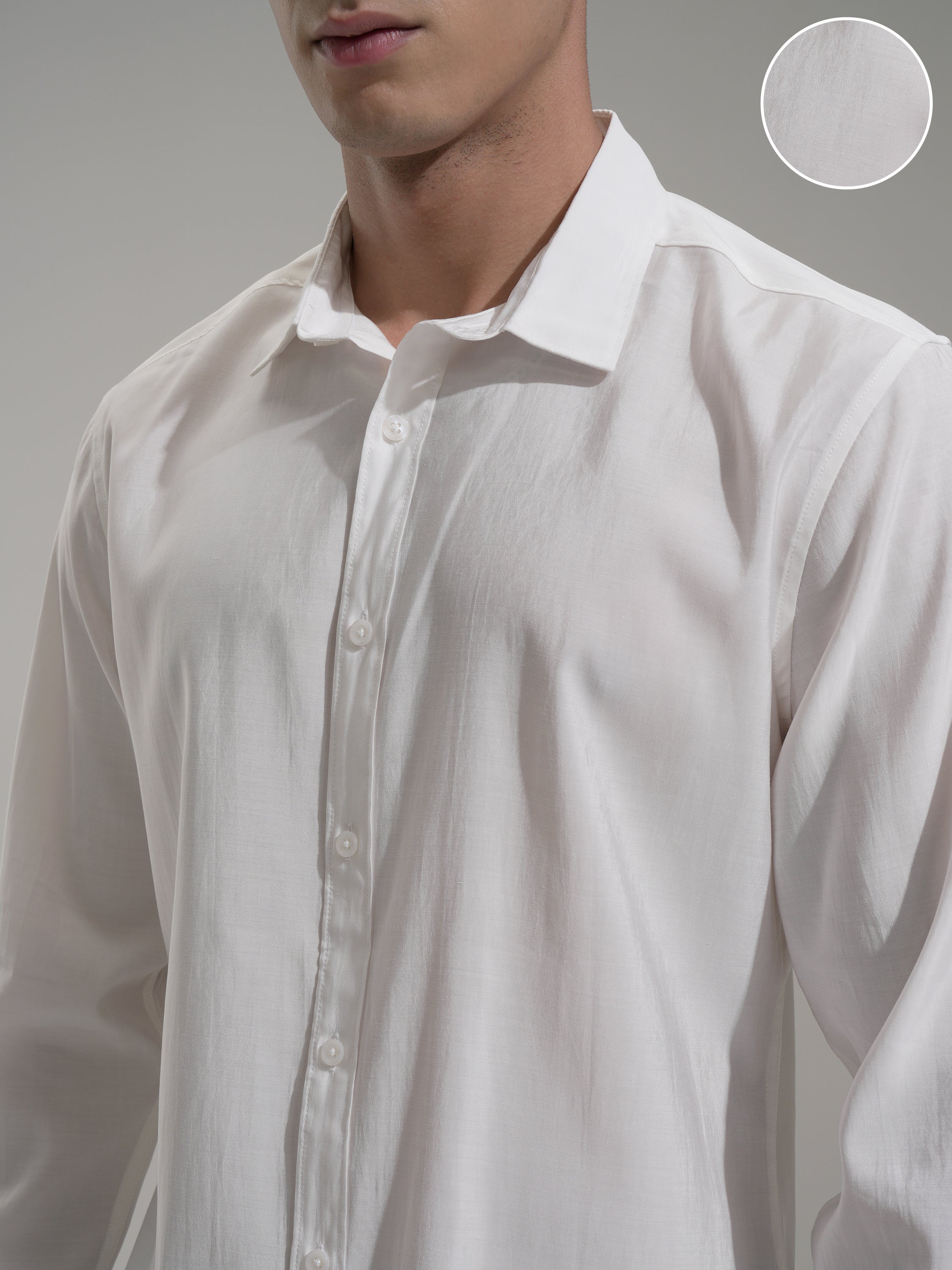 Highlander Men White Solid Slim Fit Casual Shirt - White - Image 5