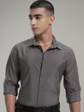 Highlander Men Grey Solid Slim Fit Casual Shirt - Grey - Image 1