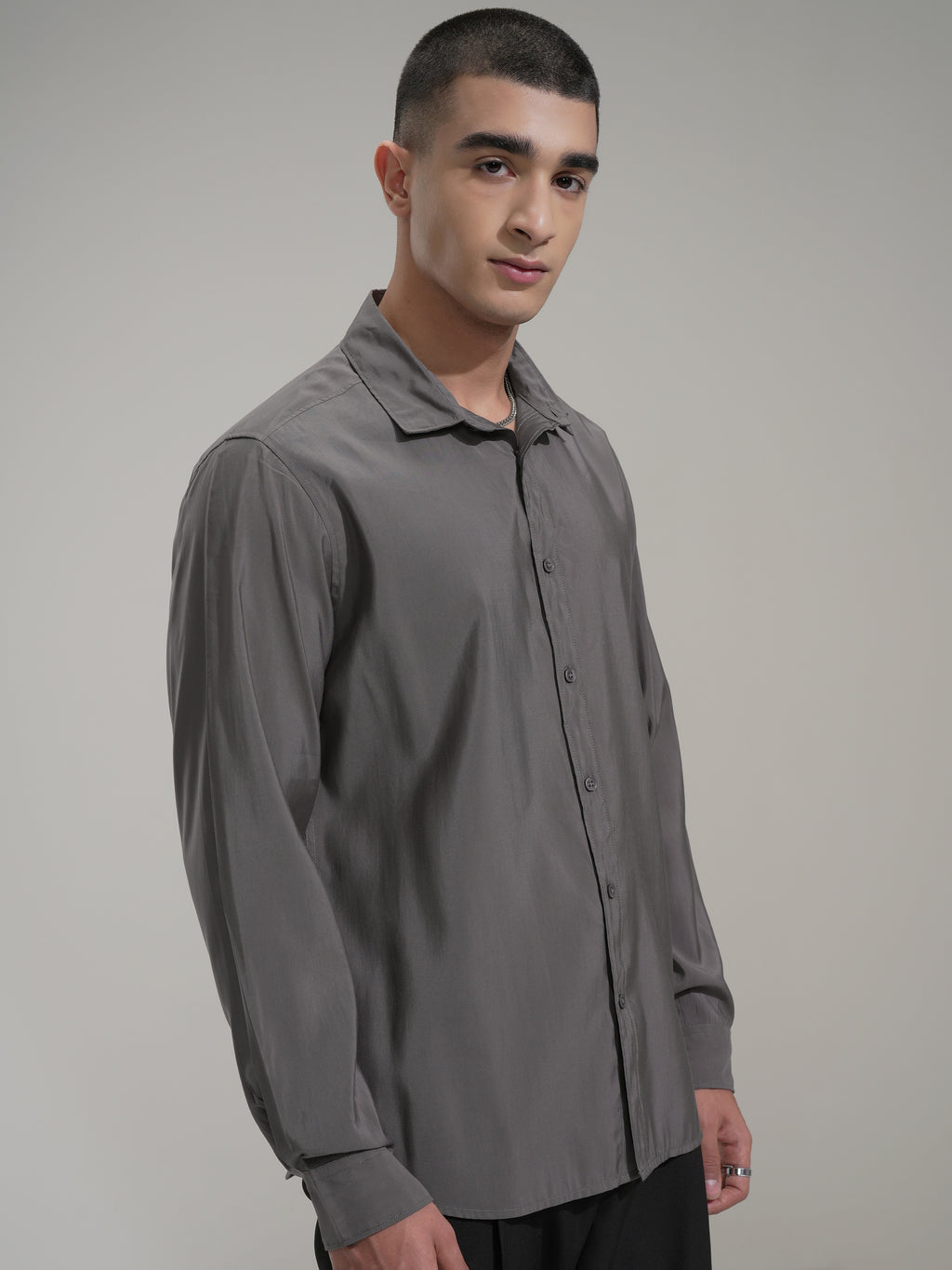 Highlander Men Grey Solid Slim Fit Casual Shirt - Grey - Image 6