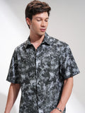 Highlander Men Black Printed Oversized Fit Casual Shirt - Black - Image 1