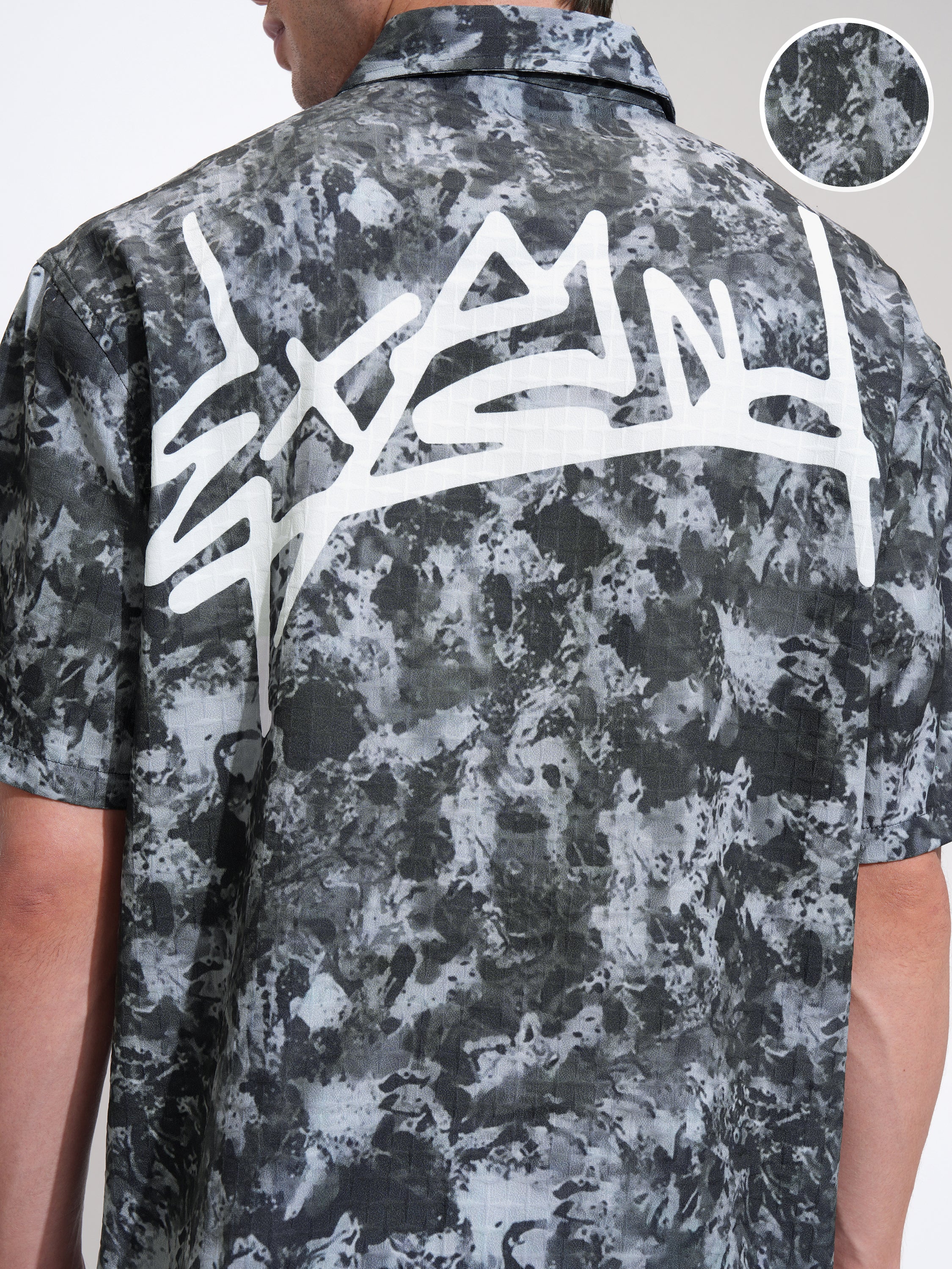Highlander Men Black Printed Oversized Fit Casual Shirt - Black - Image 5