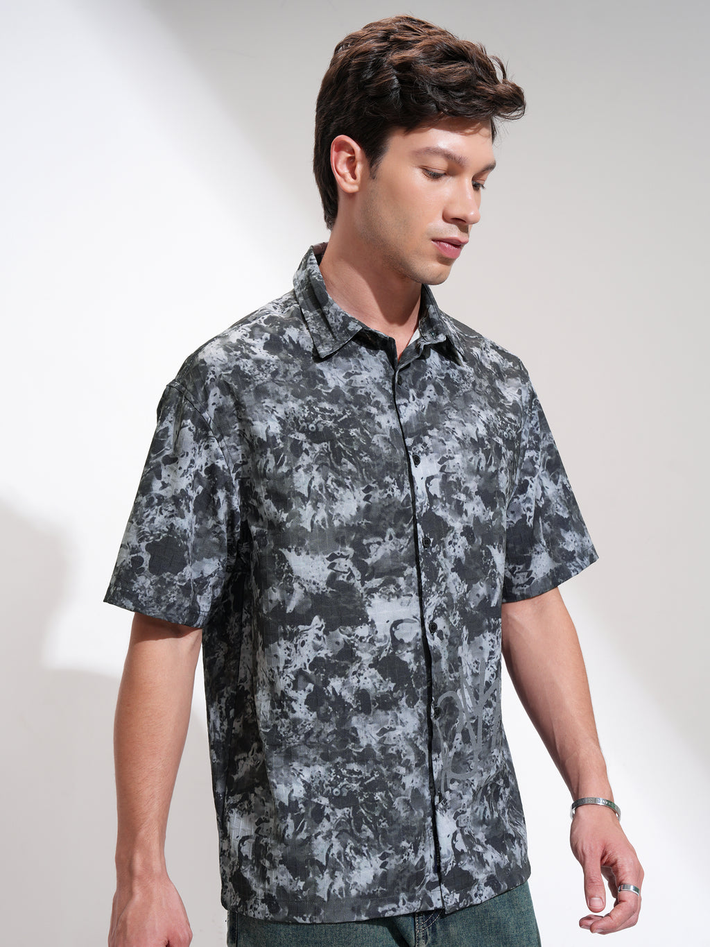 Highlander Men Black Printed Oversized Fit Casual Shirt - Black - Image 6
