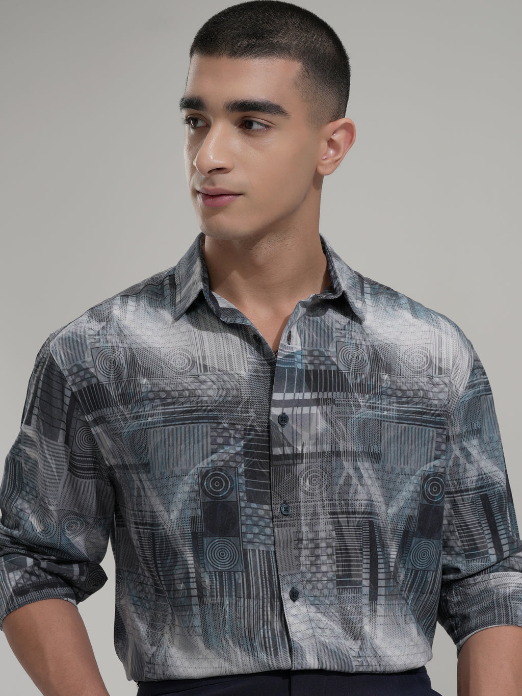 Highlander Men Blue Printed Relaxed Fit Casual Shirt - Blue - Image 1