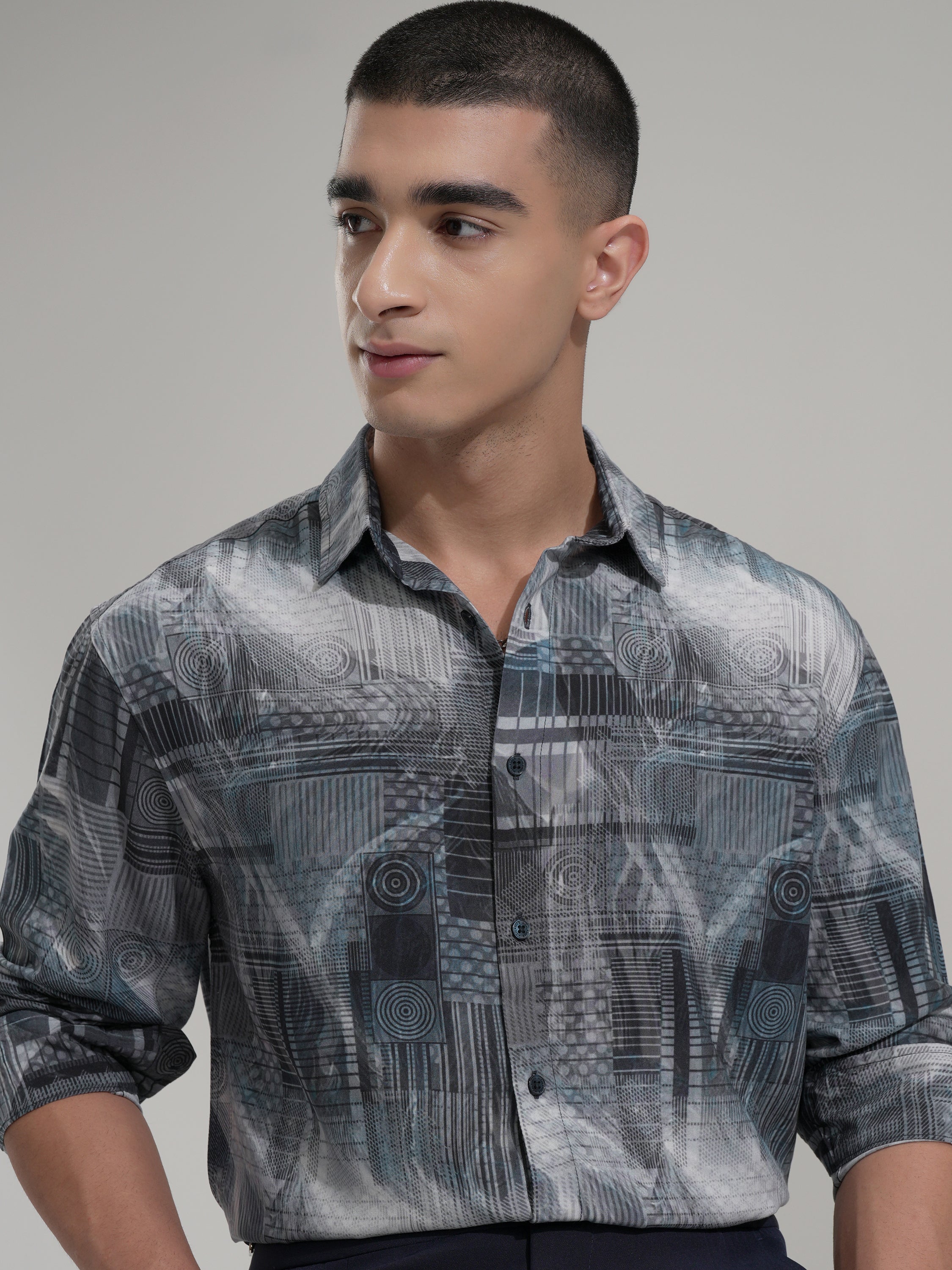 Highlander Men Blue Printed Relaxed Fit Casual Shirt - Blue - Image 1