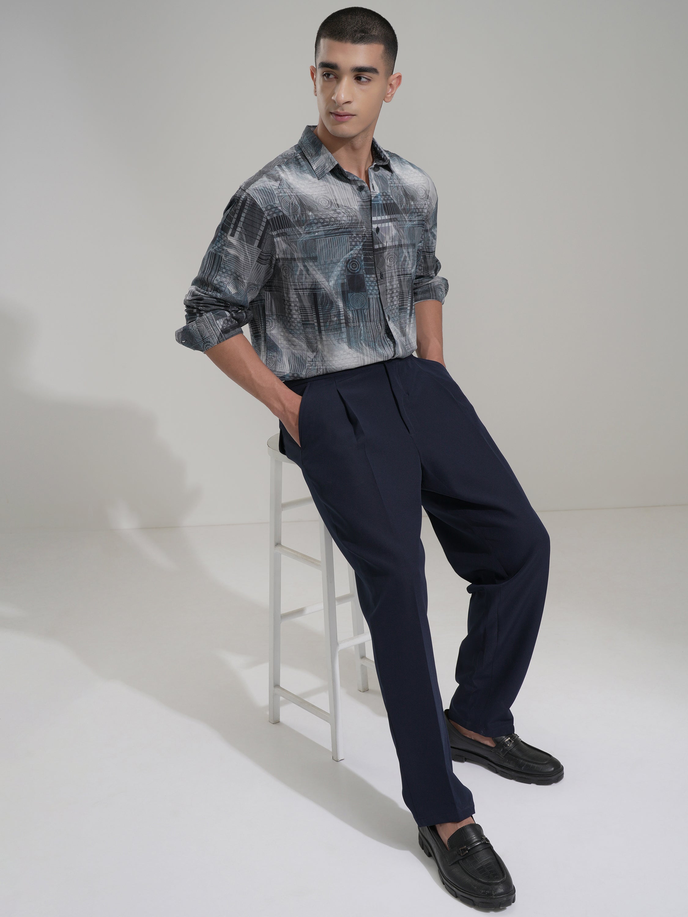 Highlander Men Blue Printed Relaxed Fit Casual Shirt - Blue - Image 2