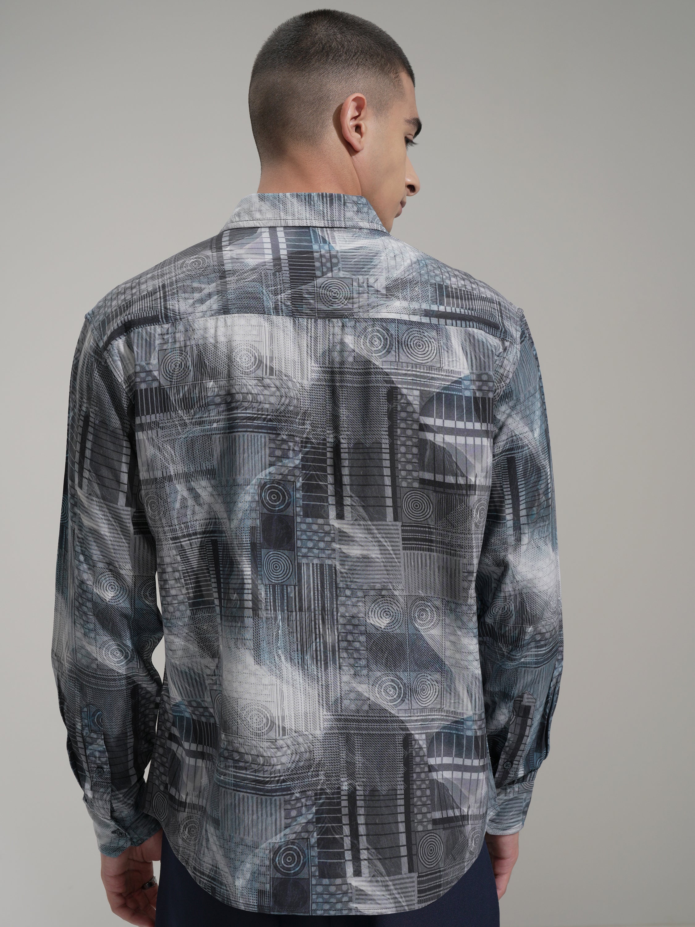 Highlander Men Blue Printed Relaxed Fit Casual Shirt - Blue - Image 3
