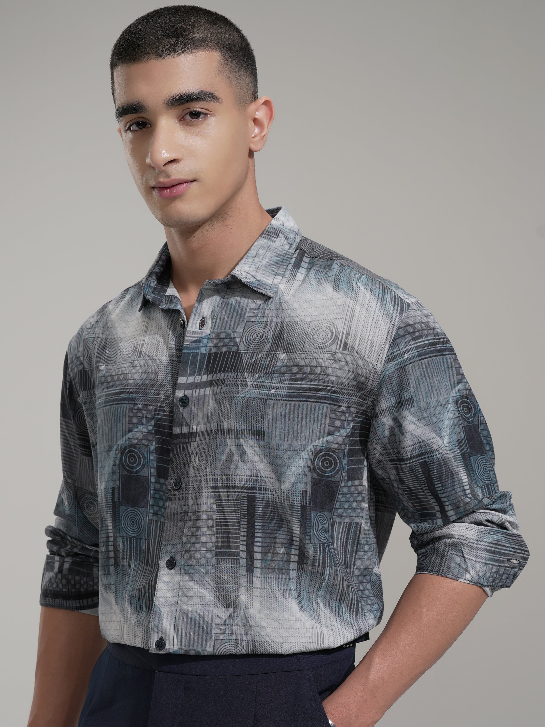 Highlander Men Blue Printed Relaxed Fit Casual Shirt - Blue - Image 4