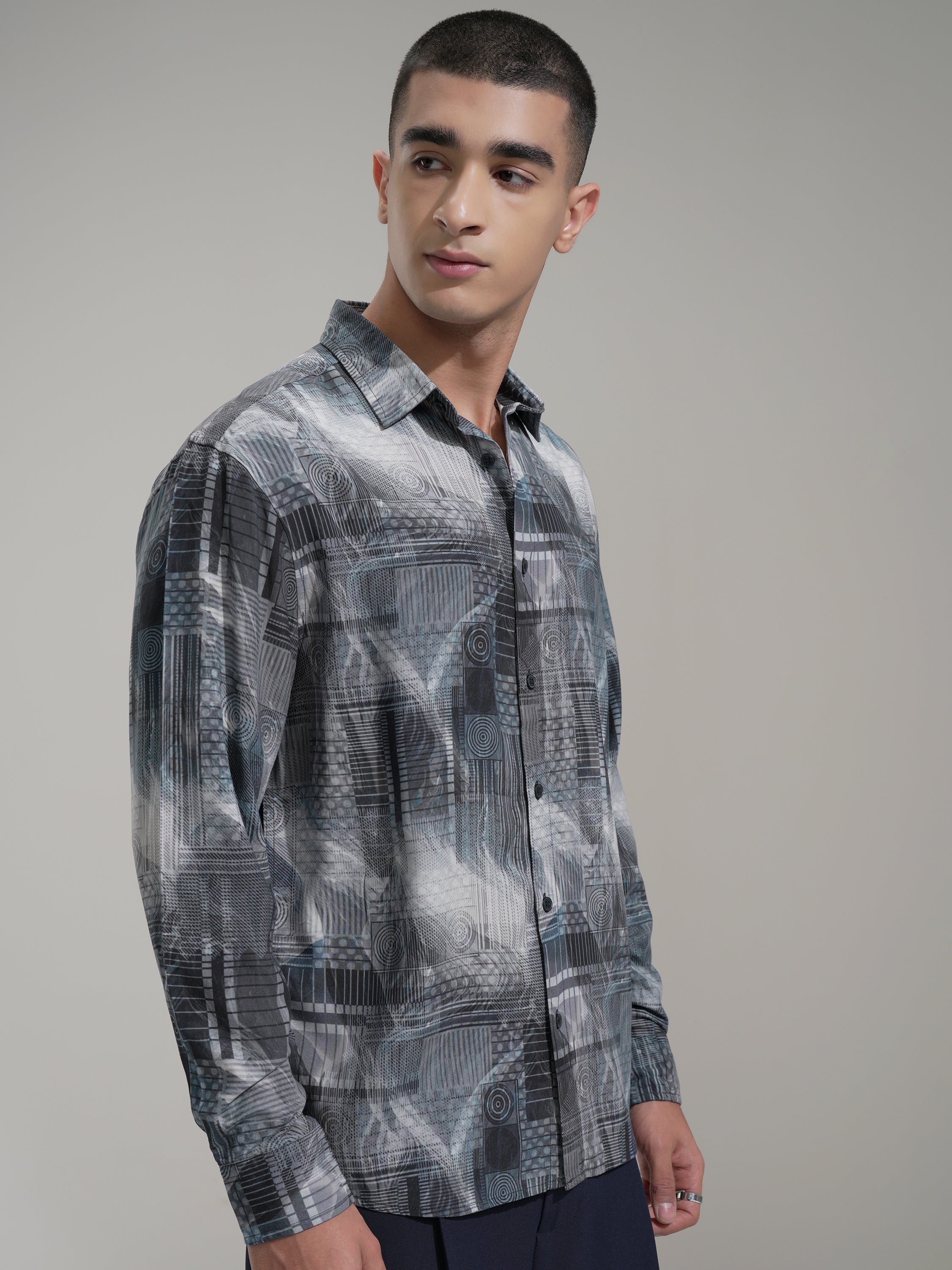 Highlander Men Blue Printed Relaxed Fit Casual Shirt - Blue - Image 6