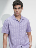 Highlander Men Lavender Self Design Relaxed Fit Casual Shirt - Lavender - Image 1