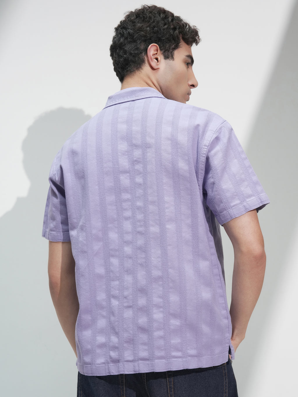 Highlander Men Lavender Self Design Relaxed Fit Casual Shirt - Lavender - Image 3