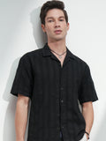 Highlander Men Black Self Design Relaxed Fit Casual Shirt - Black - Image 1