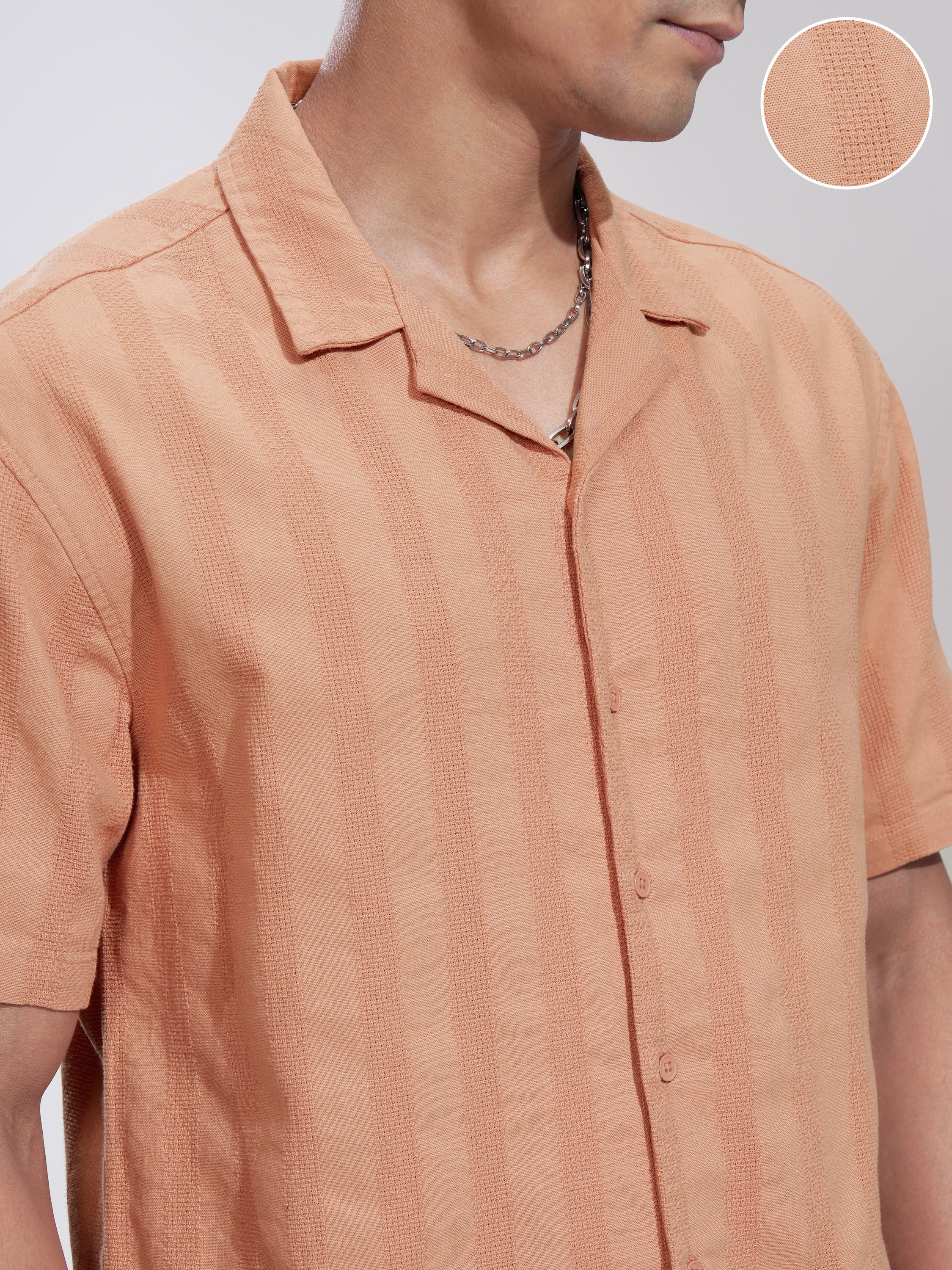 Highlander Men Rust Striped Relaxed Fit Casual Shirt - Rust - Image 5
