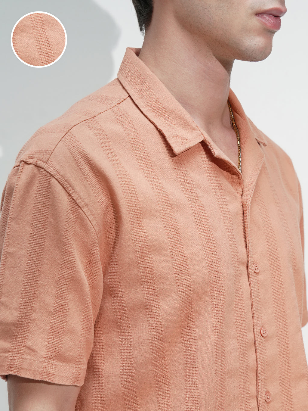 Highlander Men Rust Self Design Relaxed Fit Casual Shirt - Rust - Image 5