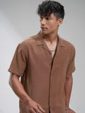 Highlander Men Brown Self Design Relaxed Fit Casual Shirt - Brown - Image 1