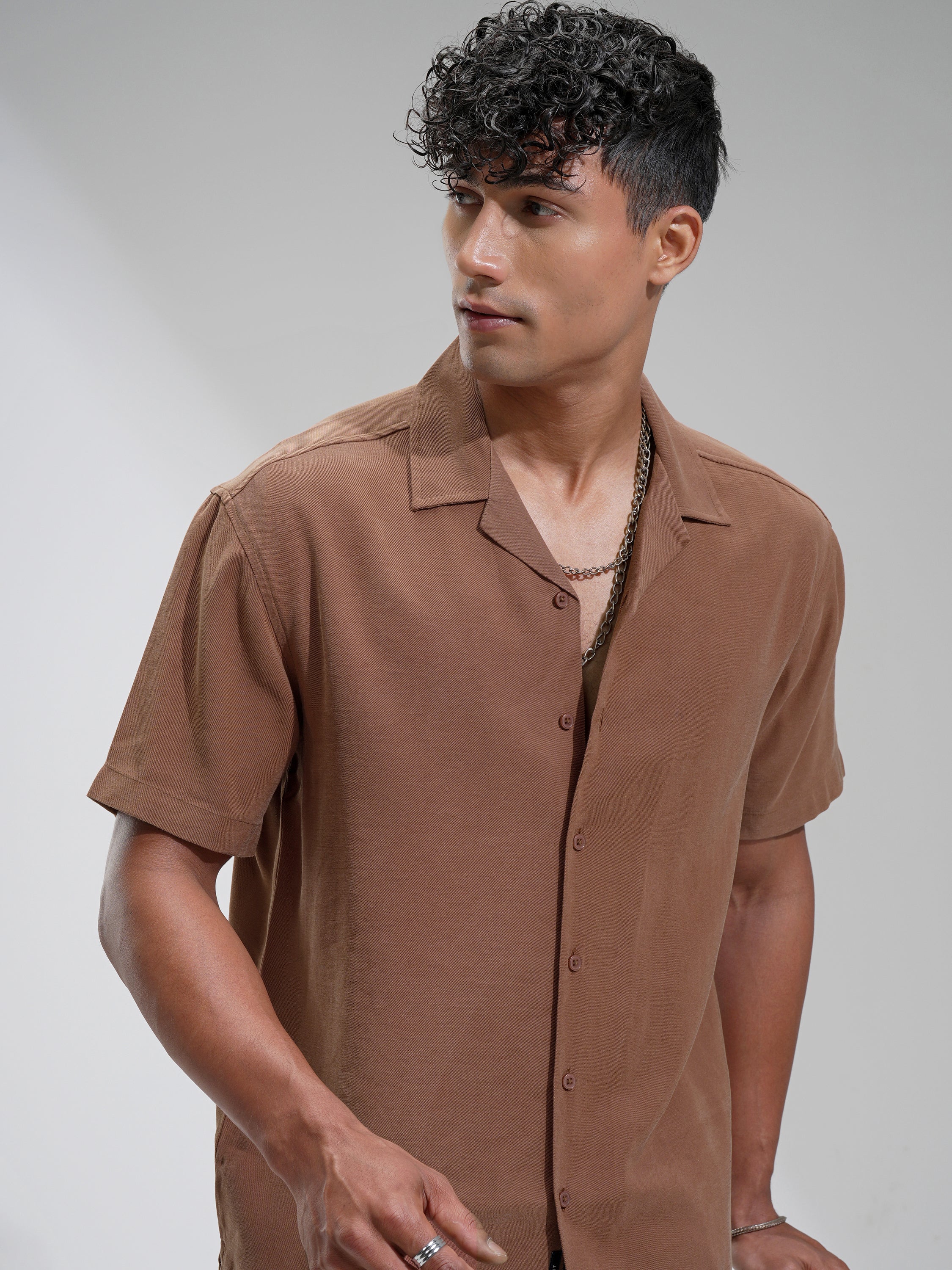 Highlander Men Brown Self Design Relaxed Fit Casual Shirt - Brown - Image 1