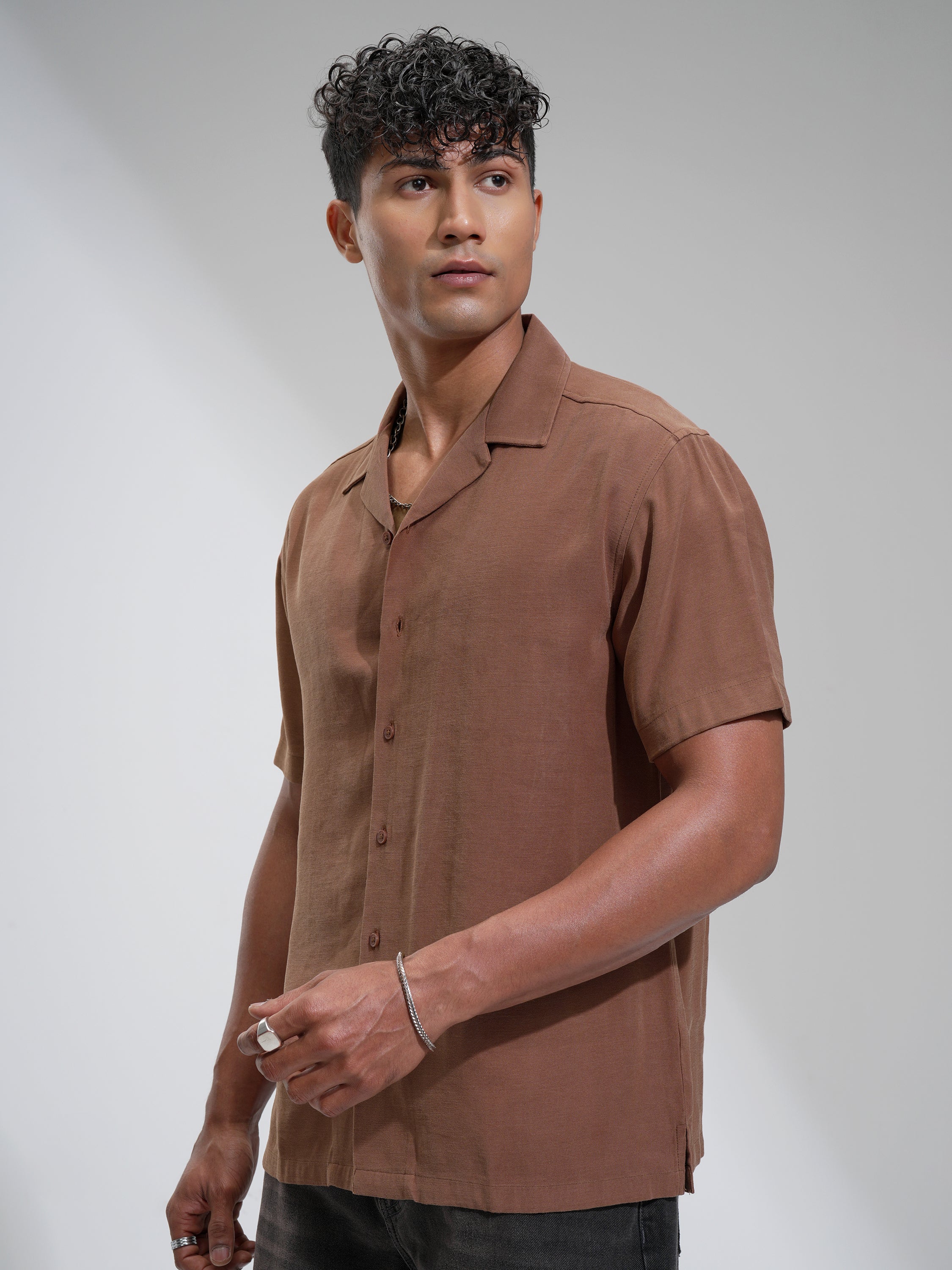 Highlander Men Brown Self Design Relaxed Fit Casual Shirt - Brown - Image 4