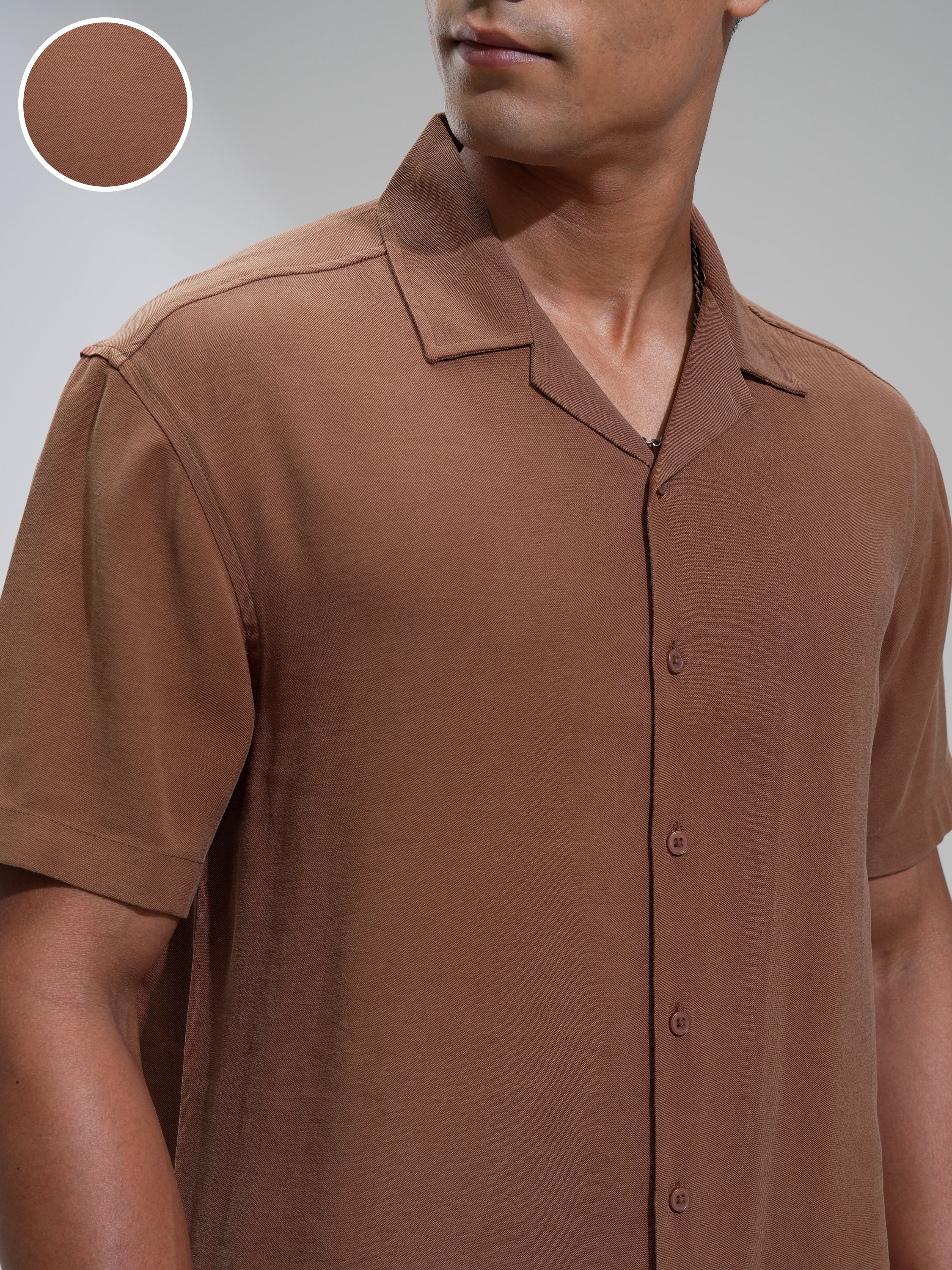 Highlander Men Brown Self Design Relaxed Fit Casual Shirt - Brown - Image 5