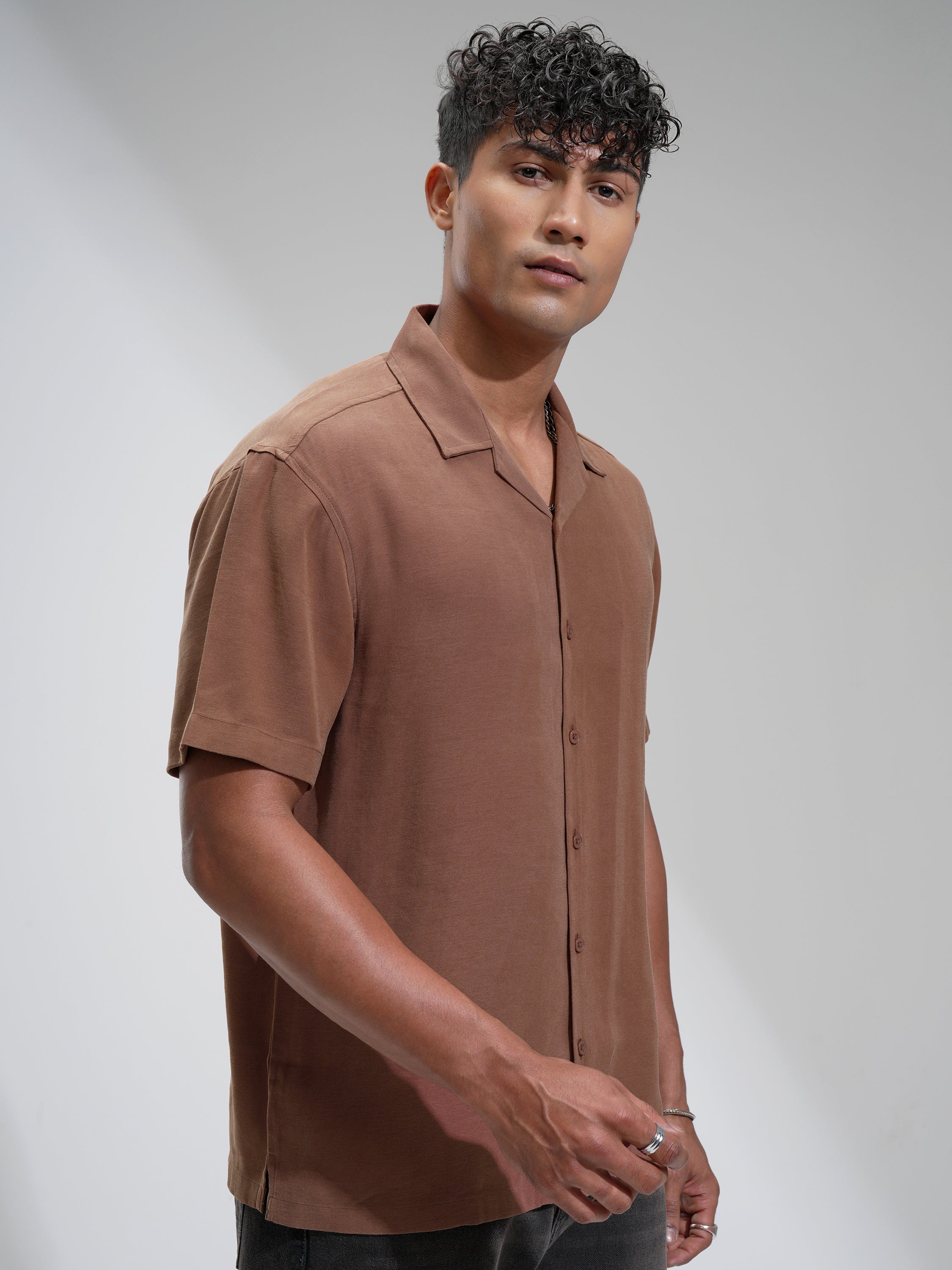Highlander Men Brown Self Design Relaxed Fit Casual Shirt - Brown - Image 6
