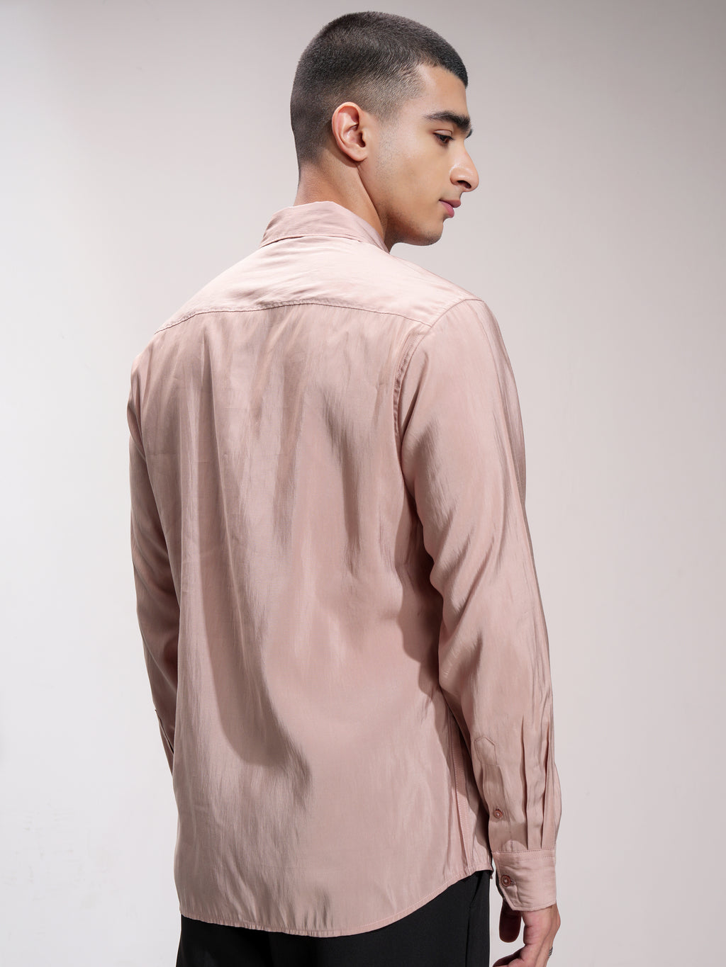 Highlander Men Peach Solid Slim Fit Casual Shirt - Peach - Image 3