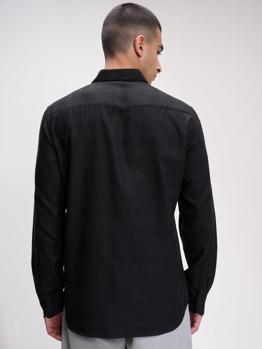 Highlander Men Black Striped Slim Fit Casual Shirt - Black - Image 3