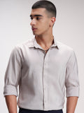 Highlander Men Grey Self Design Slim Fit Casual Shirt - Grey - Image 1