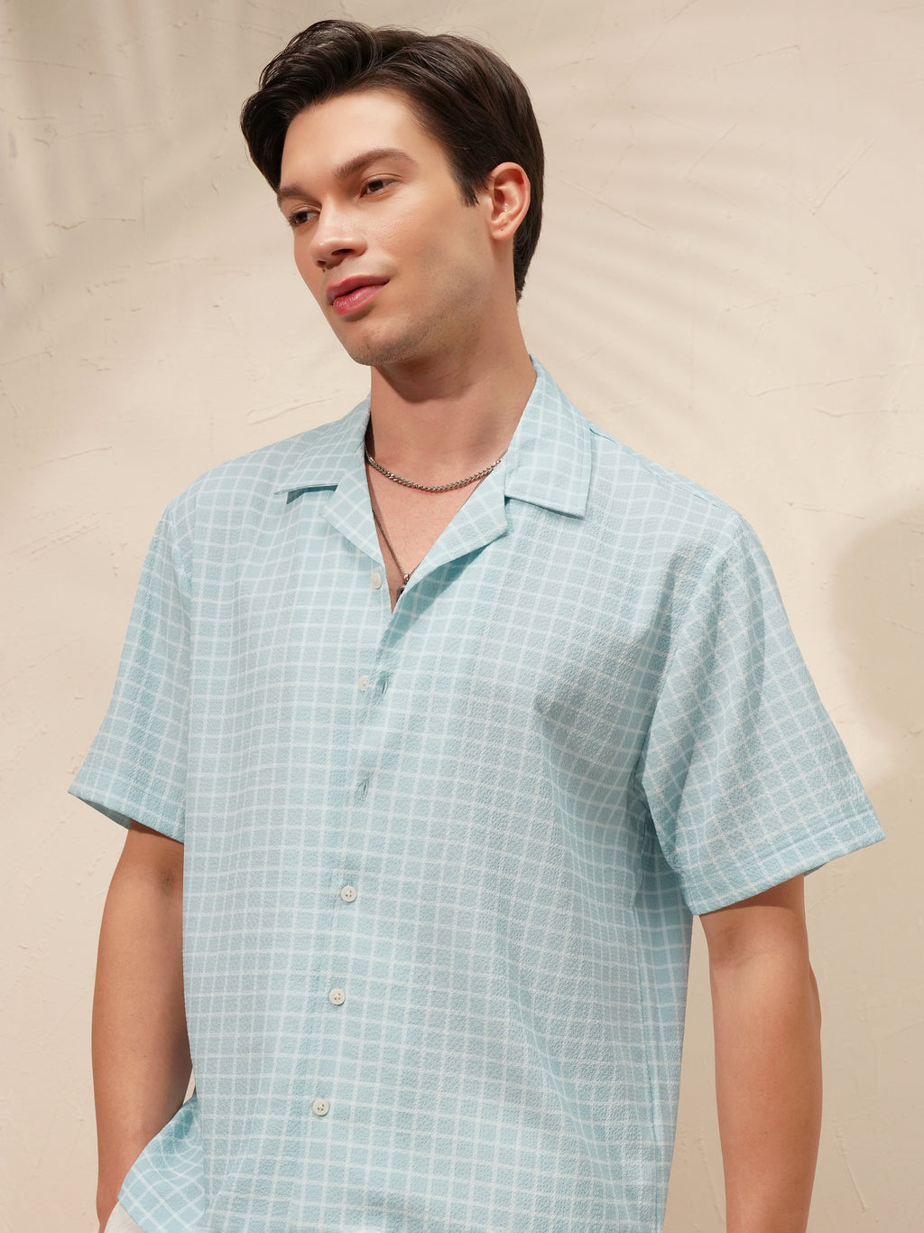 Highlander Men Blue Checked Boxy Fit Casual Shirt - Blue - Image 1