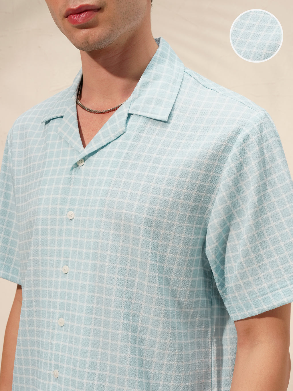 Highlander Men Blue Checked Boxy Fit Casual Shirt - Blue - Image 5