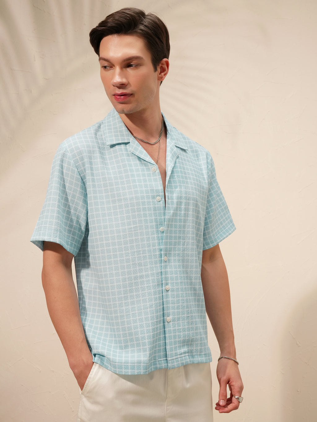 Highlander Men Blue Checked Boxy Fit Casual Shirt - Blue - Image 6