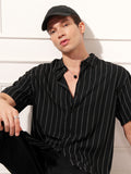Highlander Men Black Striped Relaxed Fit Casual Shirt - Black - Image 1