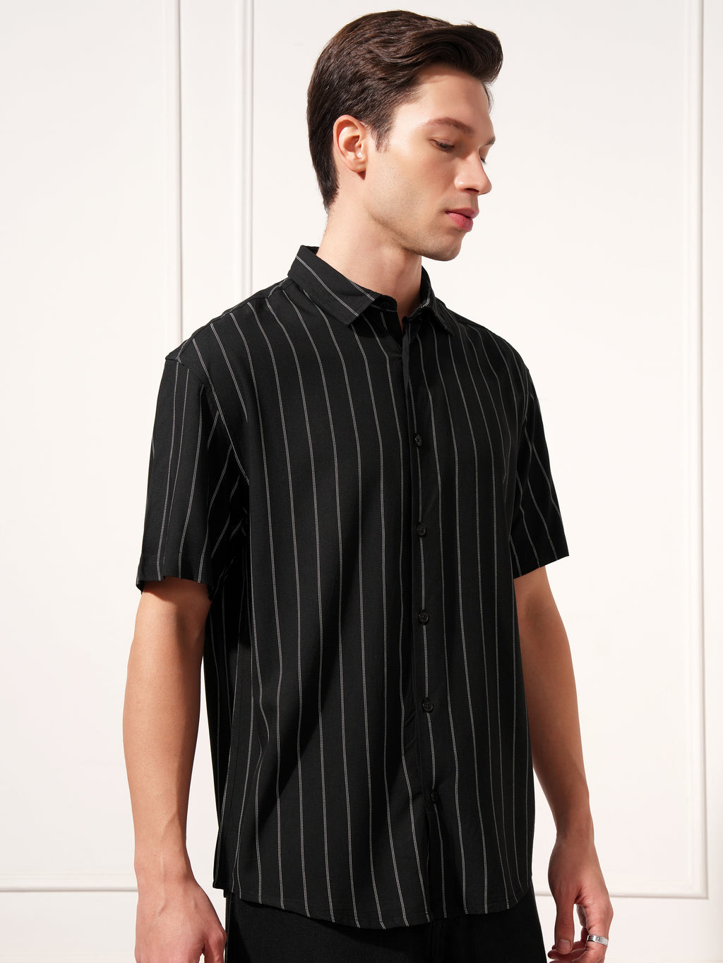 Highlander Men Black Striped Relaxed Fit Casual Shirt - Black - Image 6